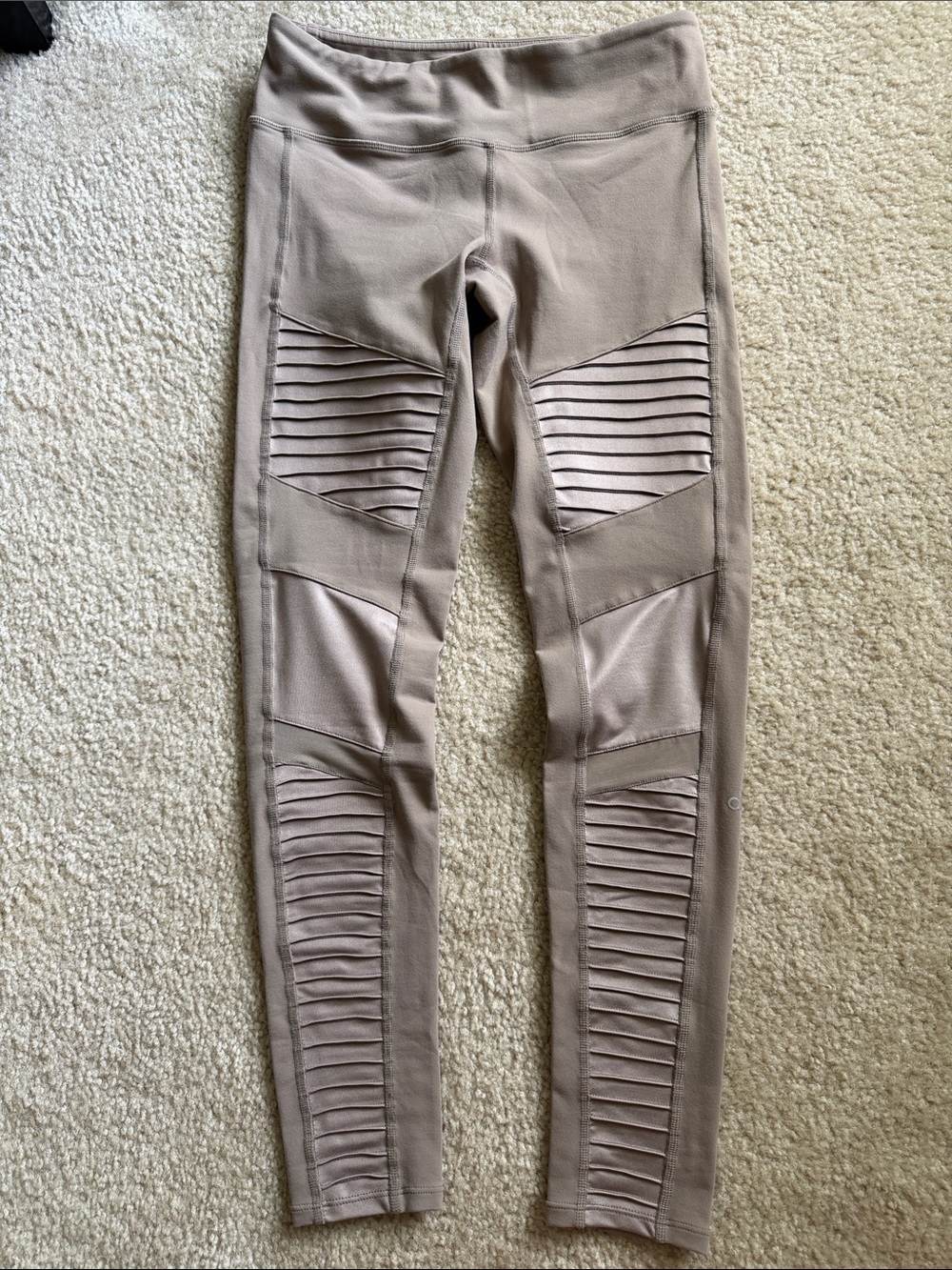 ALO Moto High Waist Ribbed Leggings Gravel Size M